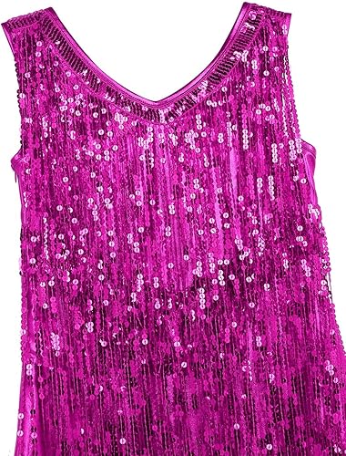 Miniatura 5 de iiniim Vestido Flapper para mujer, cuello en V, lentejuelas brillantes de los años 20, borlas y flecos, disfraz de baile de salón latino