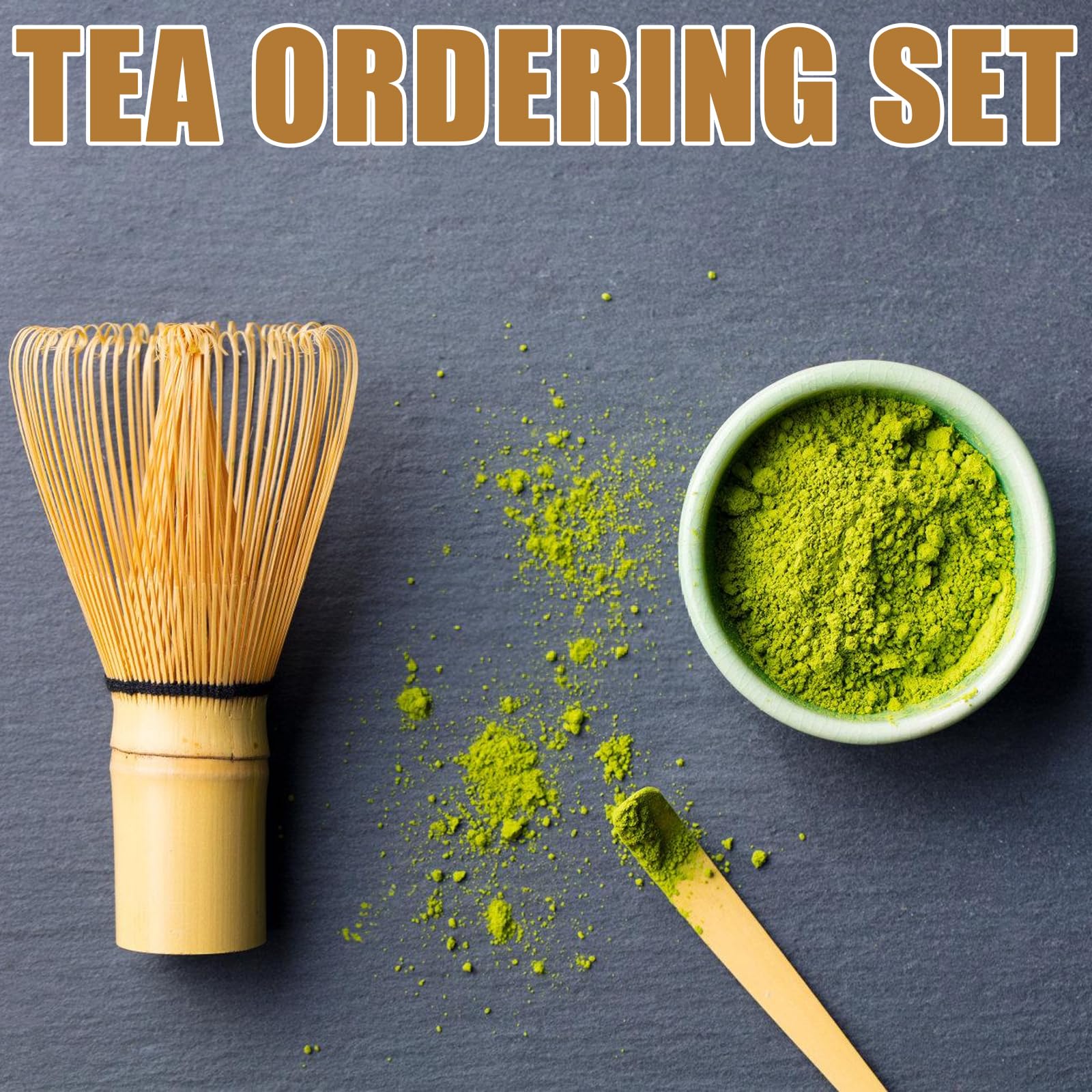 BAIFULAI Set da Tè Matcha di 4 Pezzi, Ciotola per Matcha con Beccuccio, Frusta e Pala per Matcha, Whisk, Kit per Matcha in Ceramica Verde