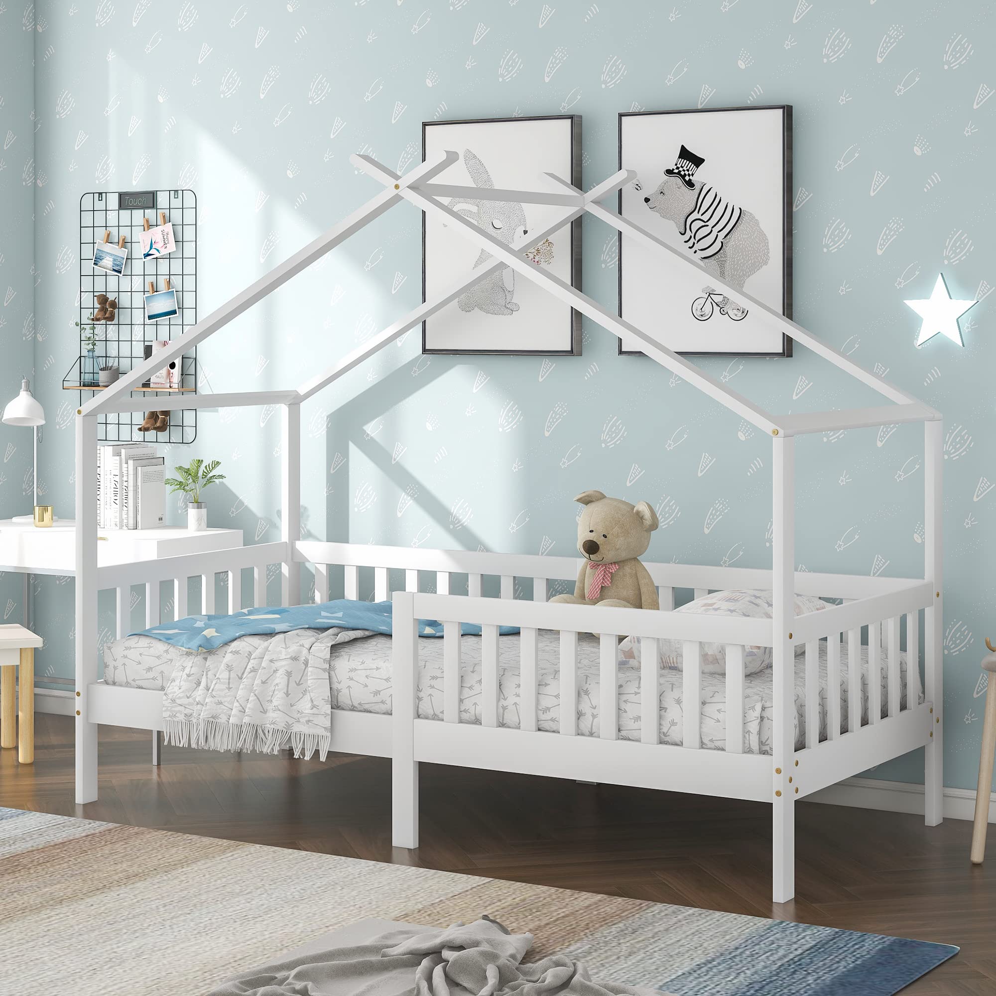 Cama de juegos infantil 90x200 para transformar el dormitorio juvenil con seguridad