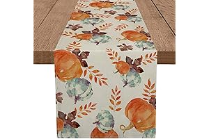 Fall Thanksgiving Table Runner - 13 x 72 inch Watercolor Pumpkin Autumn Harvest Decoration