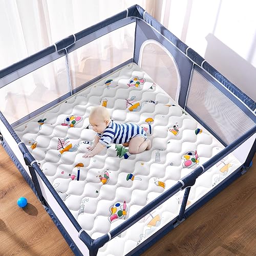 Miniatura 4 de Vibe bear Alfombrilla de juego de esponja de alta densidad para bebés, 36 x 36 pulgadas, gruesa de una sola pieza, tapete de juego cómodo y suave,