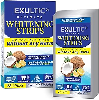 Teeth Whitening Strips for Teeth Sensitive- Coconut and Lemon Peel Oil Infused White Strips- Whiter, Brighter Smiles - Gentle and Safe Whitening Kit -28 Whitening Strips -14 Treatments