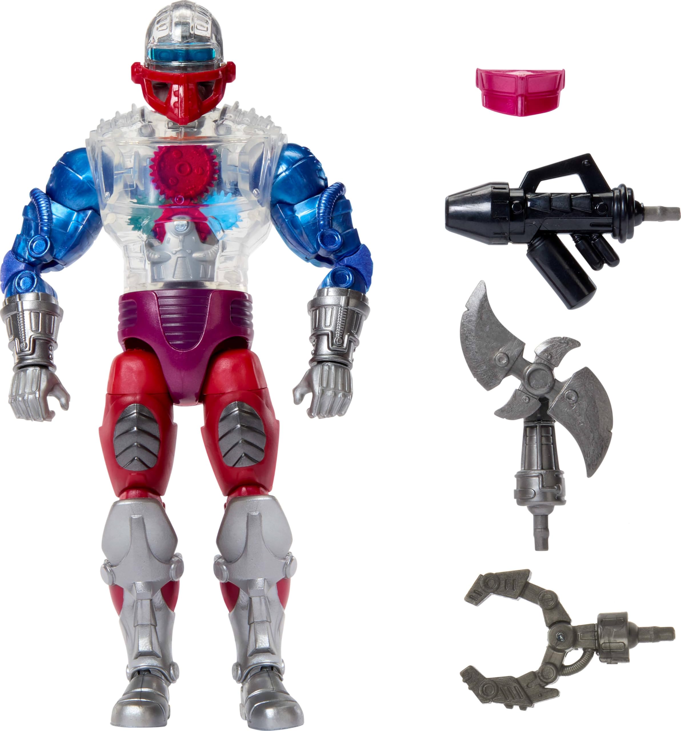 Masters of the Universe Masterverse 7-Inch Action Figure, New Eternia Roboto, MOTU Toy Hero with Clear Mechanical Torso, 30 Articulations, JBP78