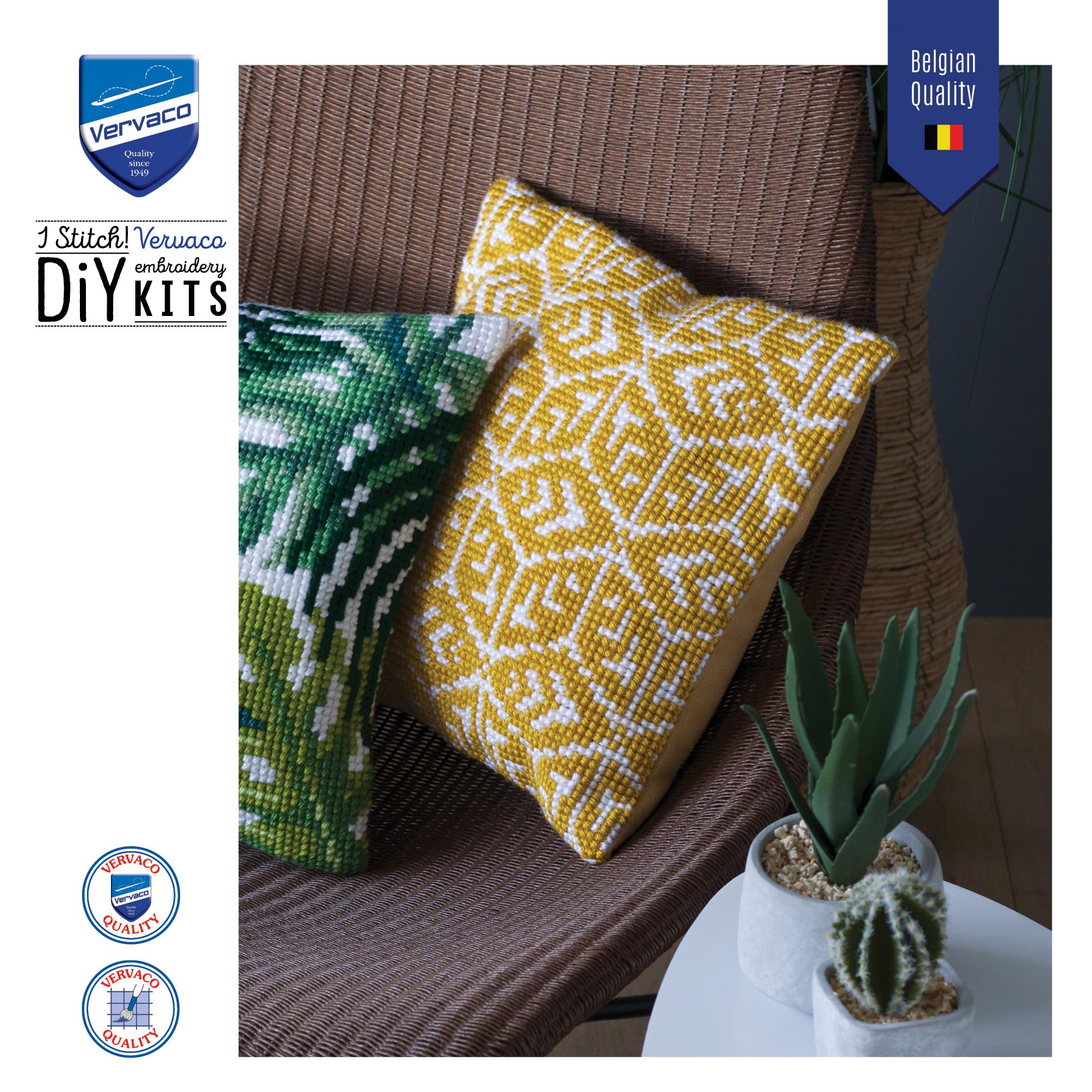 VERVACO Kit Cuscino Punto Croce Disegno Geometrico Set Ricamo Principianti Cuscini Gobelin Decorativi ca. 40 x 40 cm Accessori per Lavoretti Creativi DIY Casa Decor Hobby Adulti Cross Stitch