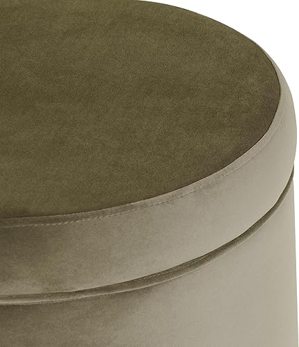 Miniatura 6 de HomePop Decoración del hogar | Otomana redonda tapizada de almacenamiento | Otomana con almacenamiento para sala de estar y dormitorio, terciopelo