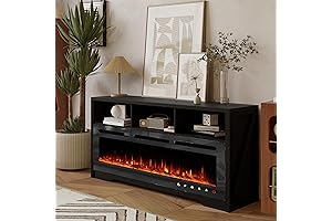 CharaVector 65-Inch Electric Fireplace TV Stand with Glass Fireplace