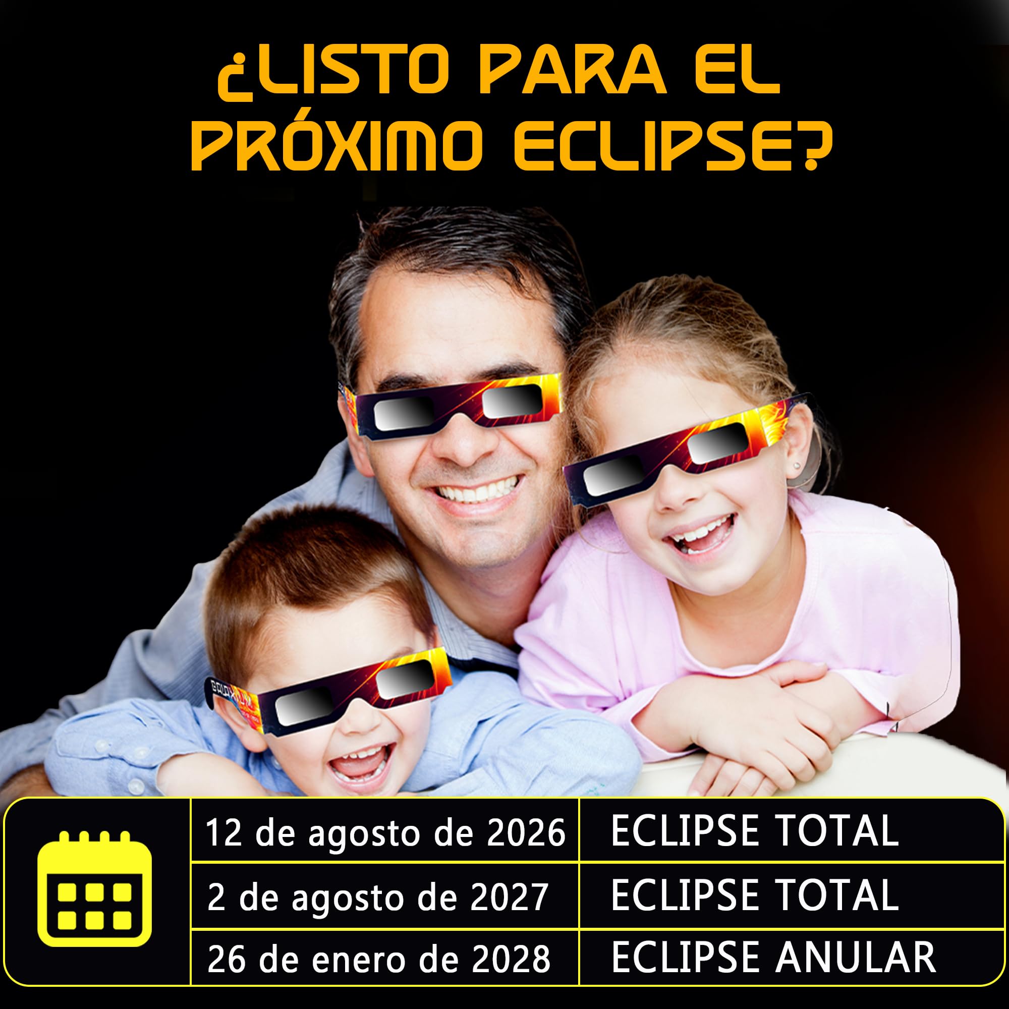 Galaxium Gafas Eclipse Solar Homologadas, ISO 12312-2, 6/12/25/50/100 Pack
