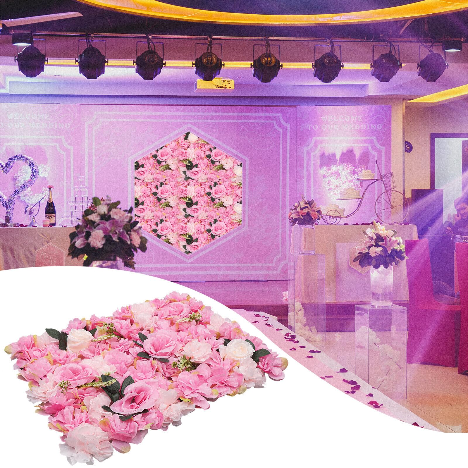 Lot de 12 panneaux muraux en forme de roses artificielles - Fond mural pour fête, mariage, douche nuptiale, fête prénatale, Noël, décoration de la maison, 60 x 40 cm (rose foncé)