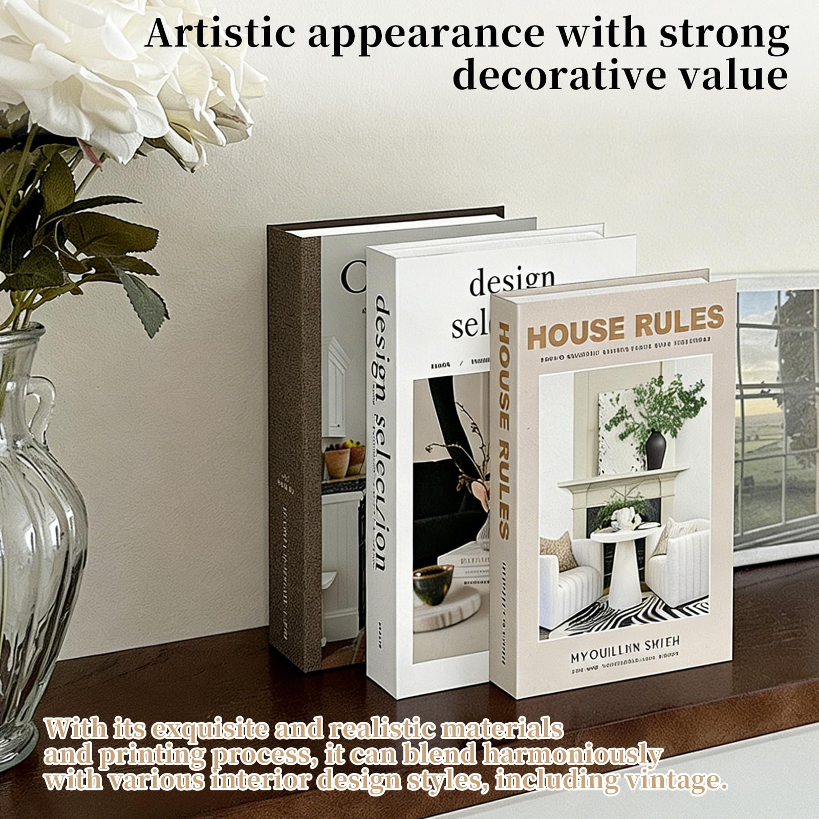 3 Piezas Libros Decorativos con Cierre Magnético, Libro Caja Decoracion Apilable, Caja Libro Decoración para Estantería y Mesa Café, Livre Deco Livres Décoratifs para Hogar Oficina(A)