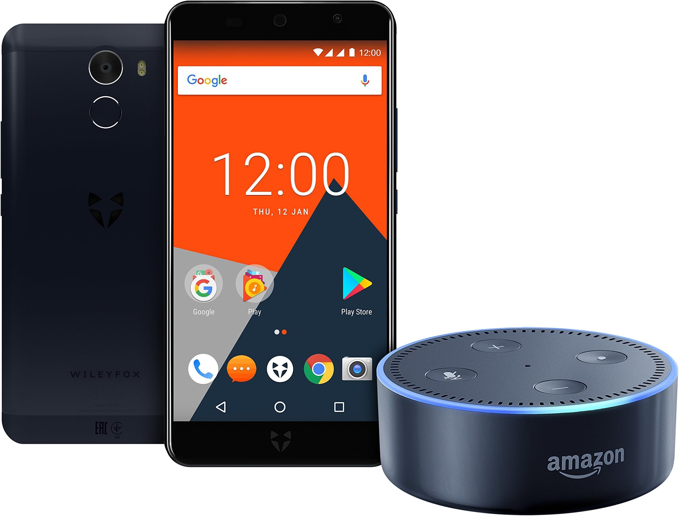 Wileyfox WFSW2X5226-08-DOT Swift 2 X - Midnight & Amazon Echo Dot (2nd Generation) - Black - (Exclusive to Amazon)