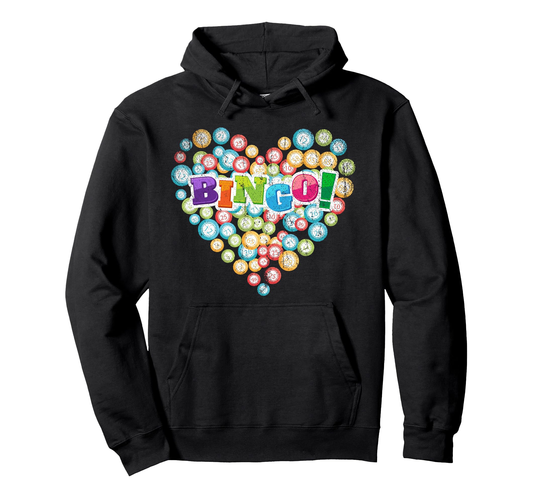 Heart Bingo Player Gambling Lottery Bingo Caller Gift Bingo Pullover Hoodie, Black, S