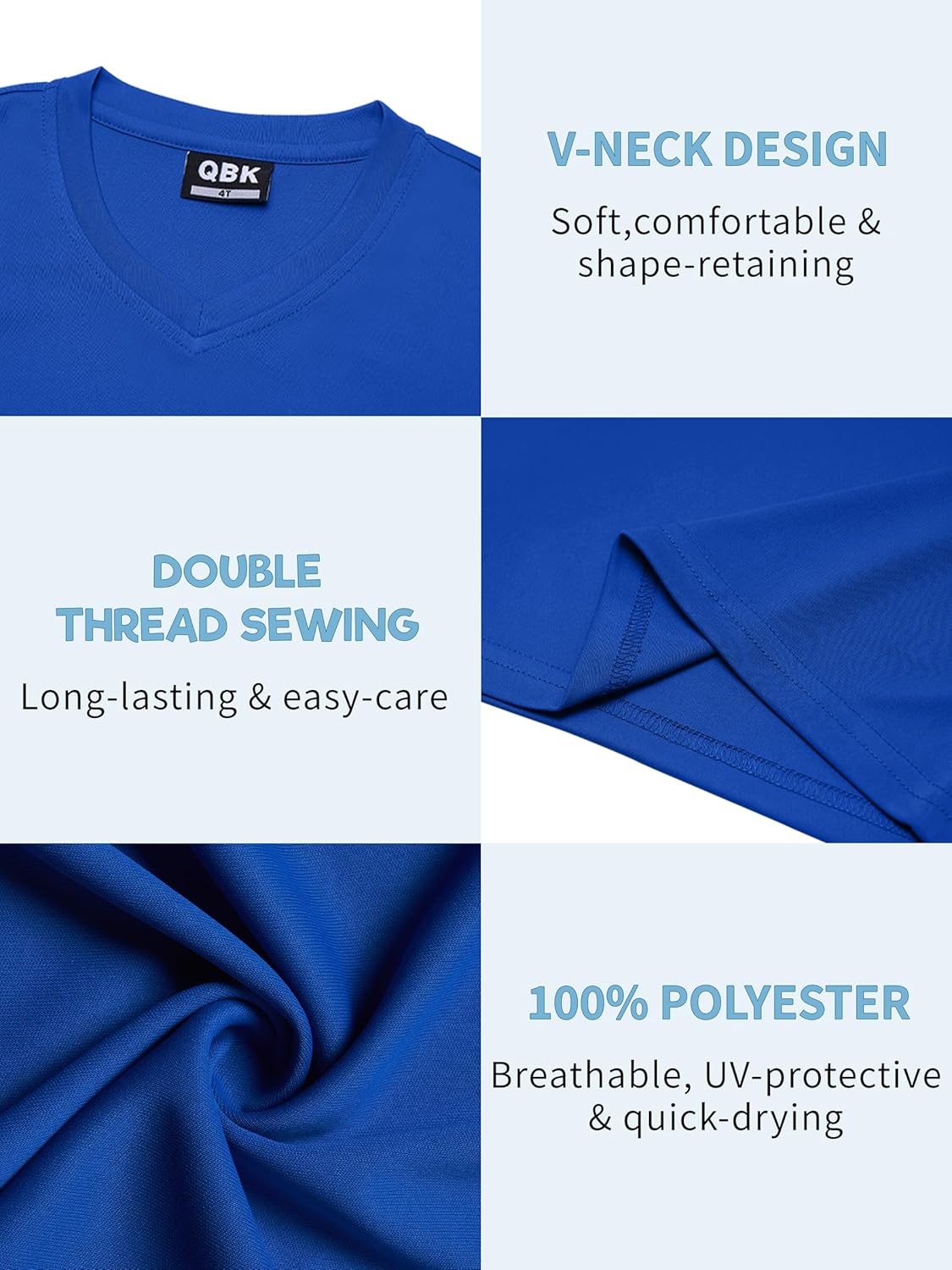 QBK 4T to Youth Neon Shirt Kids Rash Guard UPF 50+ V-Neck Dry Fit Athletic Performance Long Sleeve Shirts for Boys and Girls - Image 4