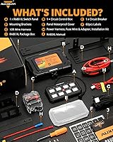 Vista 7 de Auxbeam Panel de interruptores RGB de 5 pulgadas, grande, 8 cuadras, panel de interruptor RA80 XL, pulsado momentáneo, 12 V, panel de interruptor