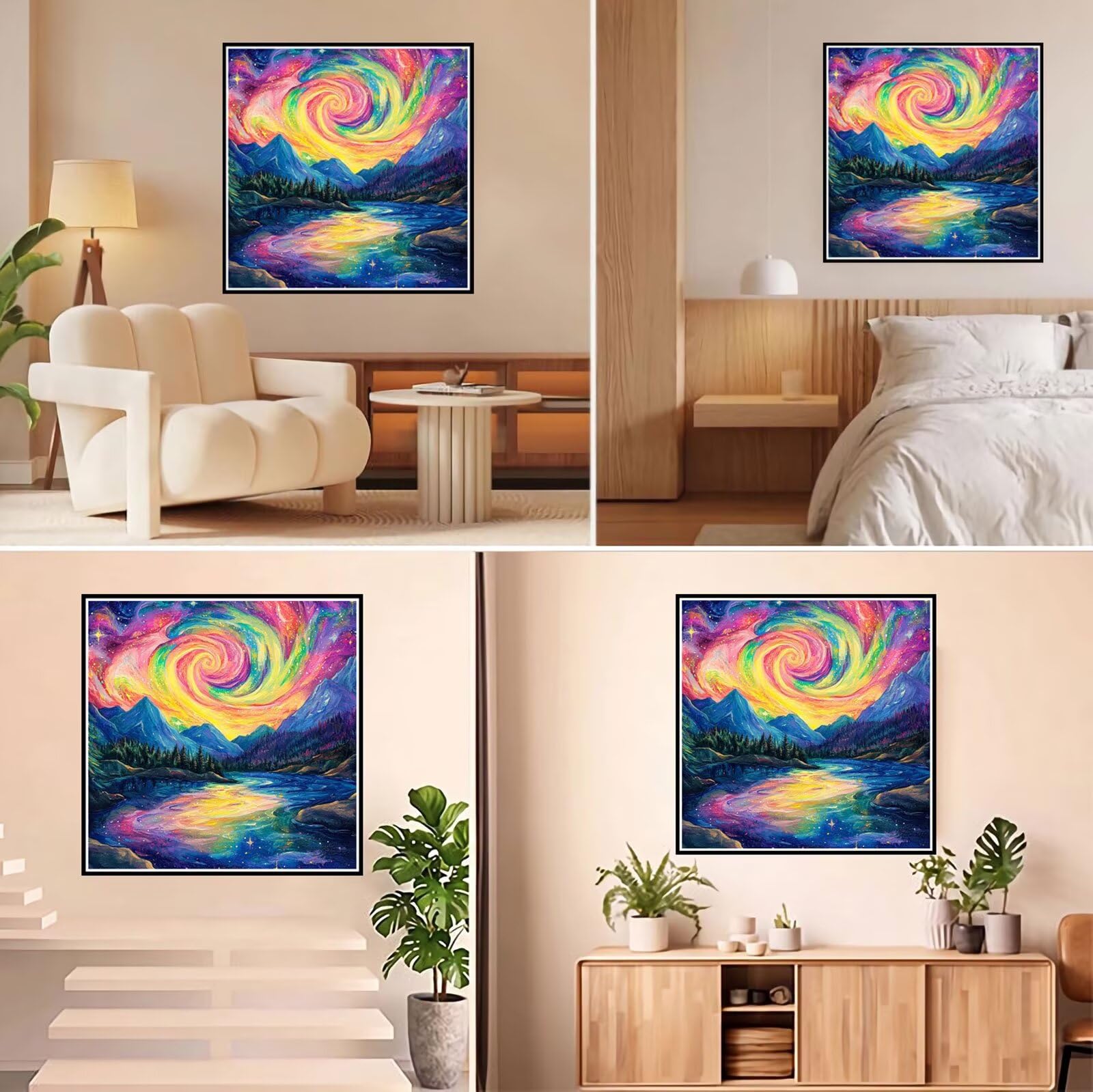 5D Diamond Painting Kit Complet, Diamond Painting Enfant Couleur Plein Foret Peinture Diamant Abstrait pour Adulte Débutant, Activité Manuelle Cristal Art Kit pour Décoration Murale 90x90cm FX#6