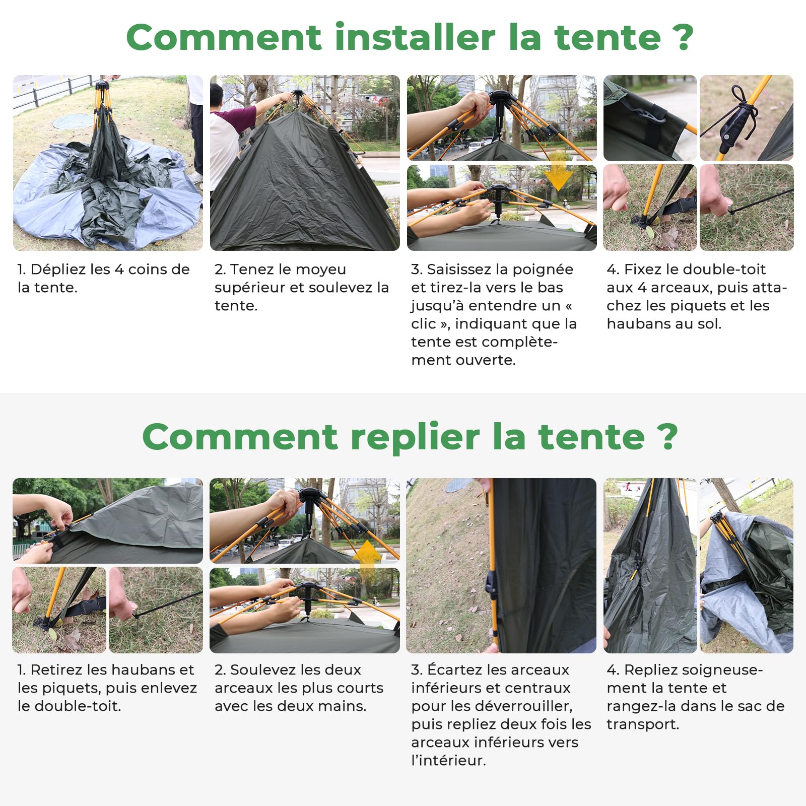 Tente de Camping pour 3 Personnes, Tente dôme à Montage Rapide avec Toile extérieure Amovible, Toile intérieure 205x205x135cm, imperméable et Coupe-Vent, pour Camping, randonnées à Moto et Festivals