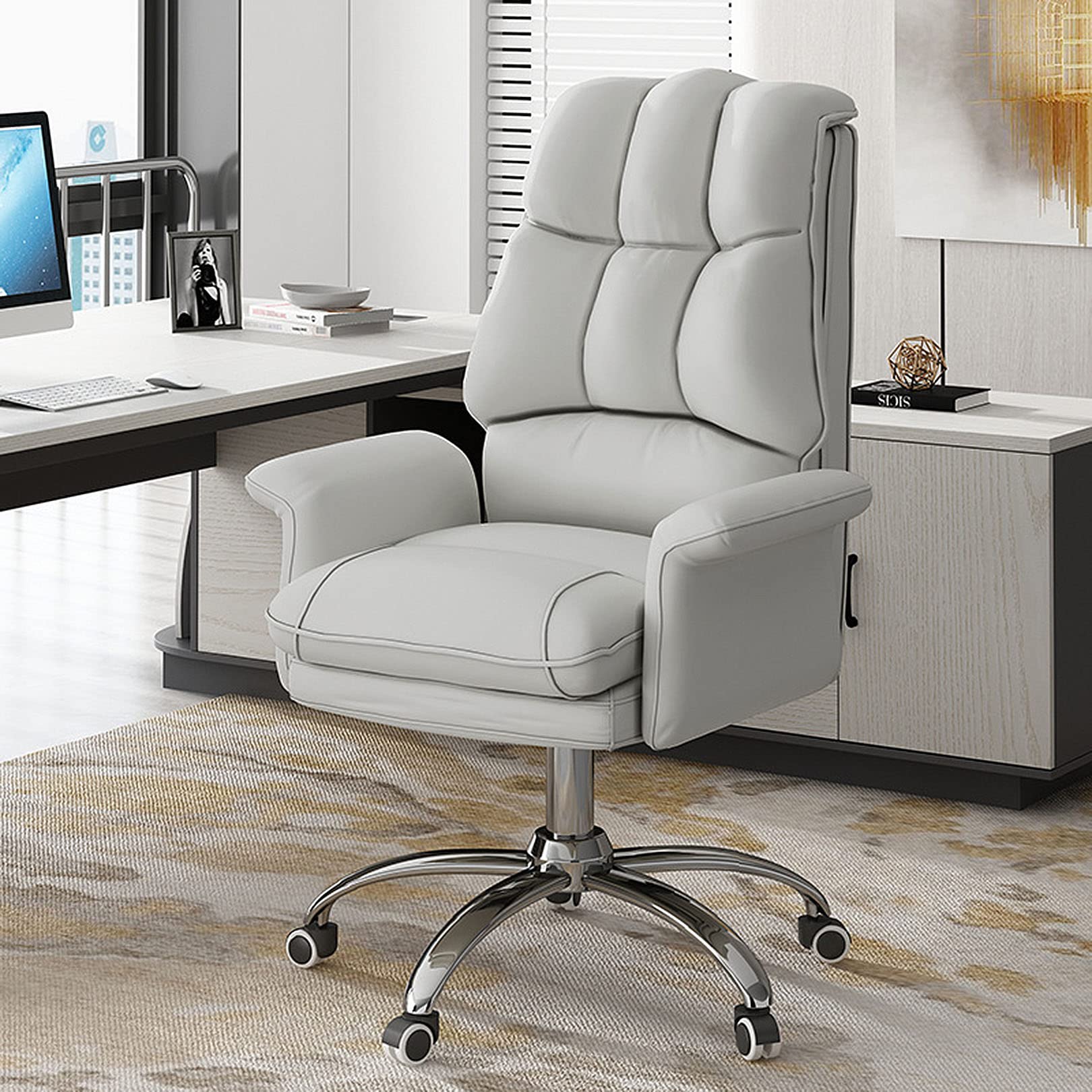 Sedia per Ufficio con Schienale Alto Design Moderno Grigio su