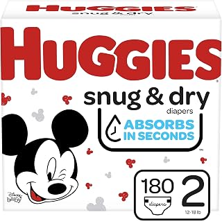 Huggies Snug & Dry Baby Diapers, Size 2, 180 Ct