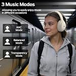 Monster Harmonic N22 Le bruit actif annule les écouteurs, Bluetooth casques sur oreille avec 3 EQ Modes, 110H L'heure du jeu, HiFi Stereo Audio, Bluetooth 6.0, Casques sans fil pour les voyages de travail, Noir