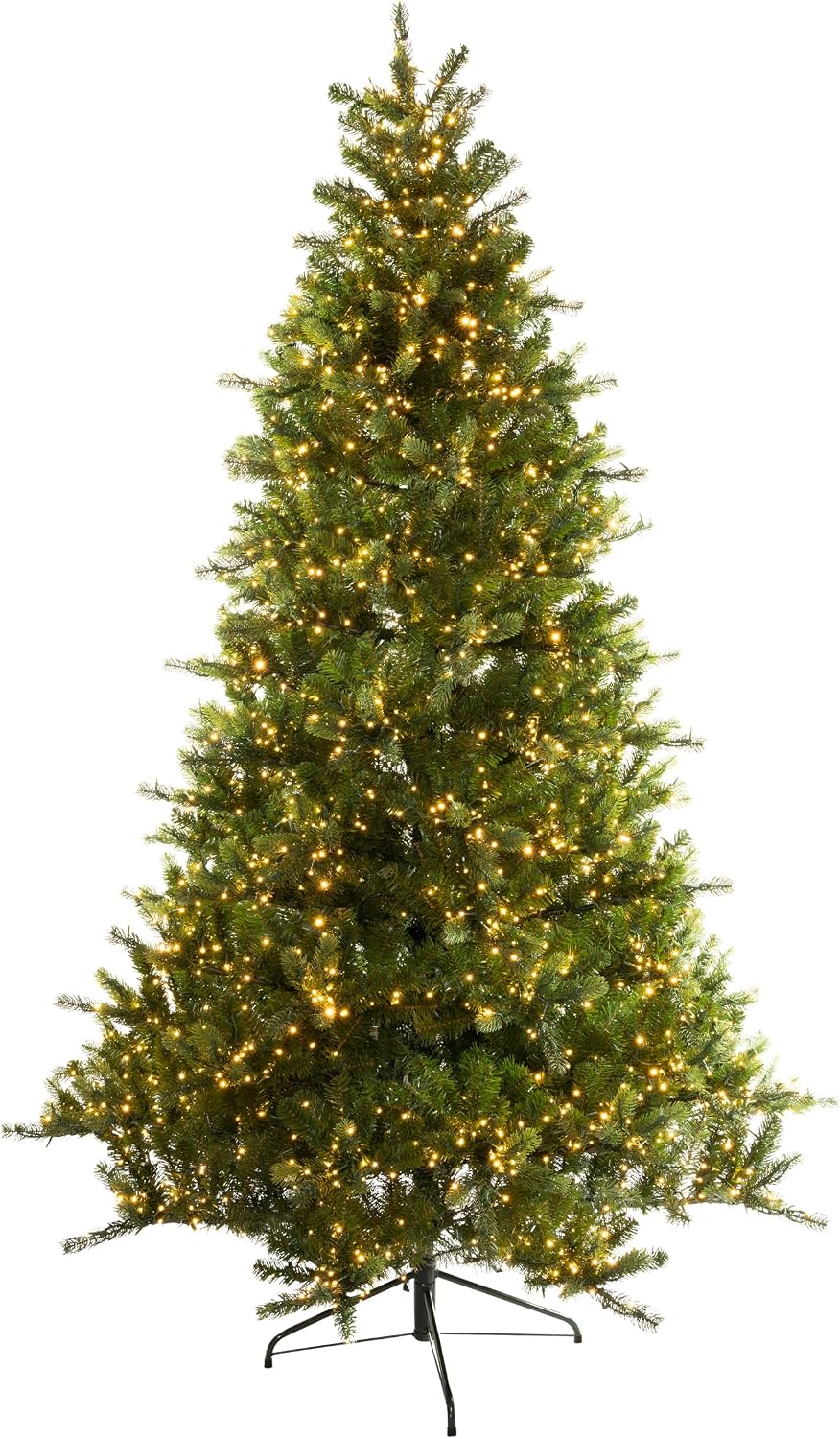 Holiday Bright Lights 9-ft Royal Noble Sparkle Prelit Christmas Tree, 4,000 3 mm Rice Lights, 7 Modes, Remote and Foot Pedal