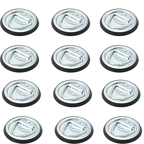 X-Haibei Paquete de 12 anillos en D resistentes anclaje de anclaje de anclaje de montaje en superficie empotrada de 1200 libras con bases de 4