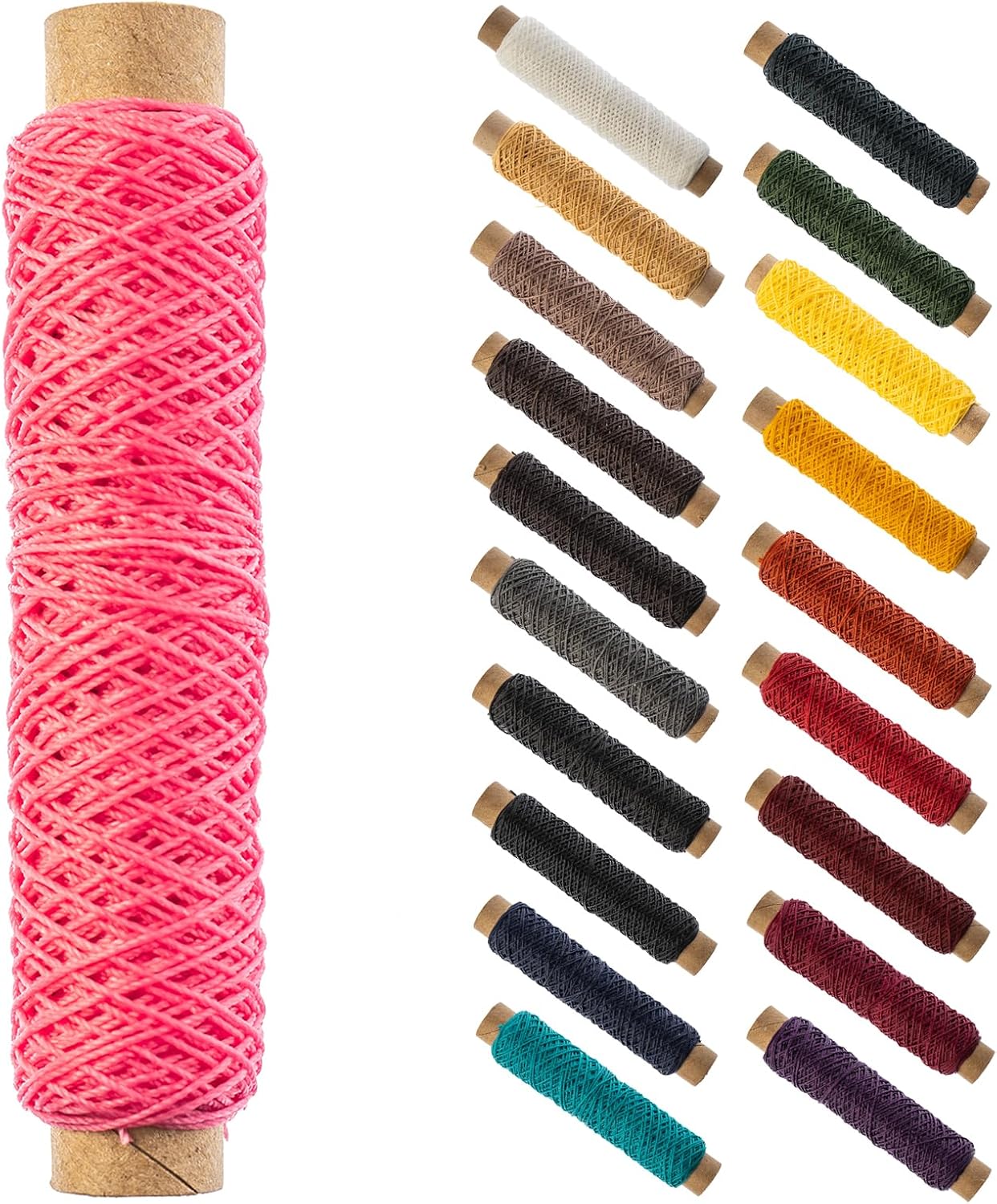 Waxed Thread 3ply Made in USA 75ft (25yd) Bobbin 0.38mm (0.015in), Pink
