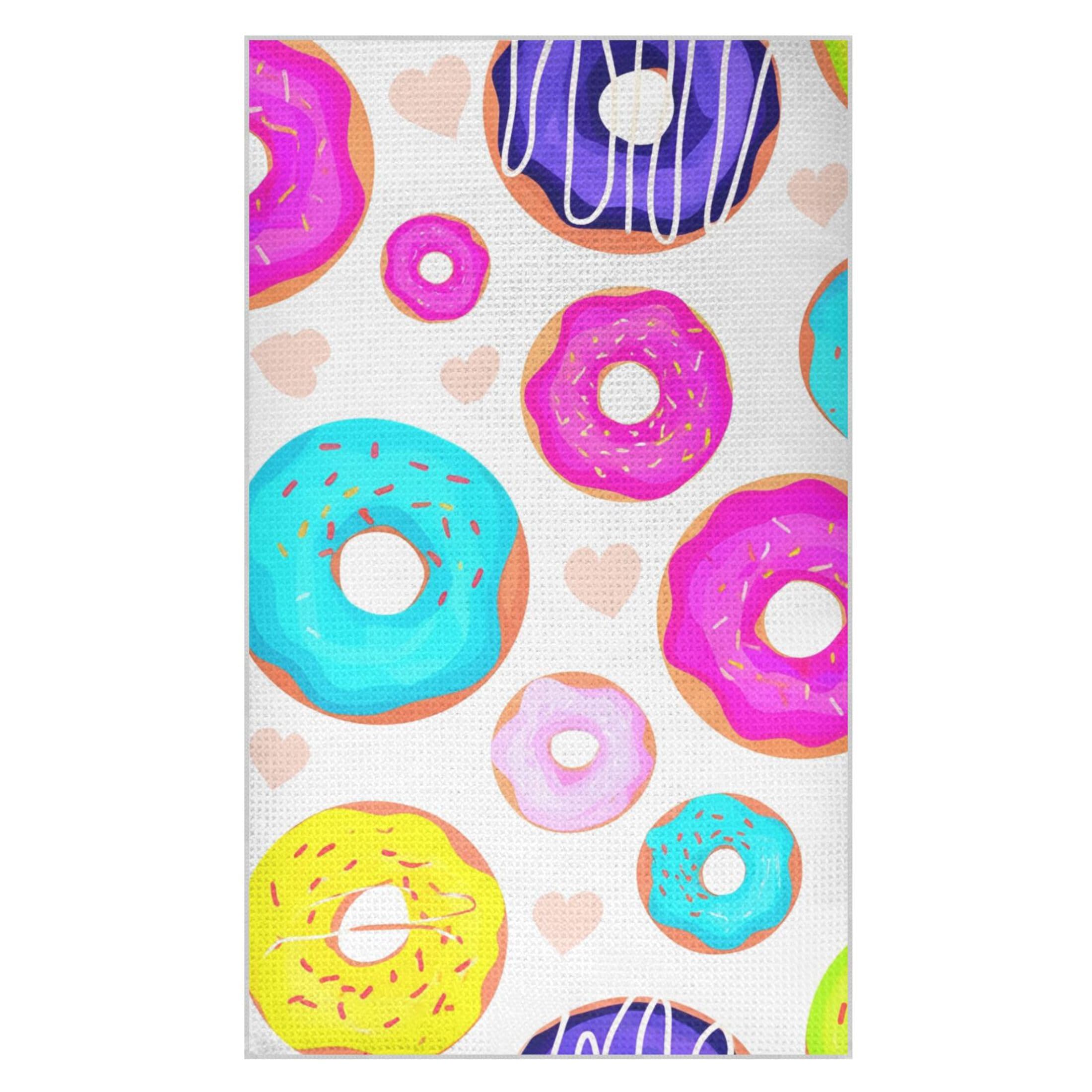 Kutsu Colorful Donuts Waffle Weave Kitchen Towels Absorbent Quick Drying Dish Towels for Kitchen, Decorative Tea Towel, 18x30 in