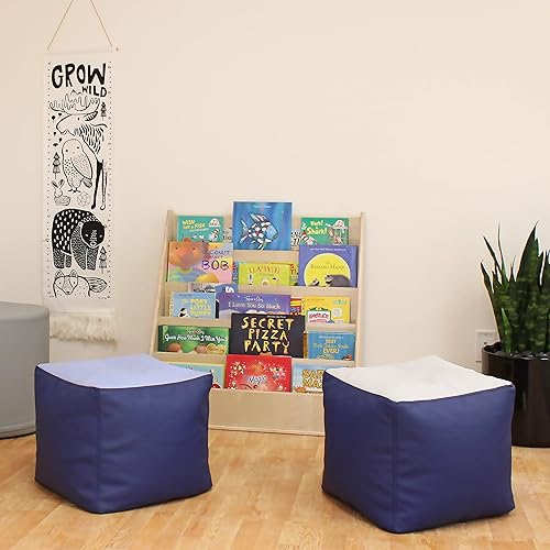 Miniatura 5 de Factory Direct Partners 13043-NVPB SoftScape Pufs cuadrados de 14 pulgadas para niños (juego de 2 piezas) - Azul marino/azul polvo Azul marino,