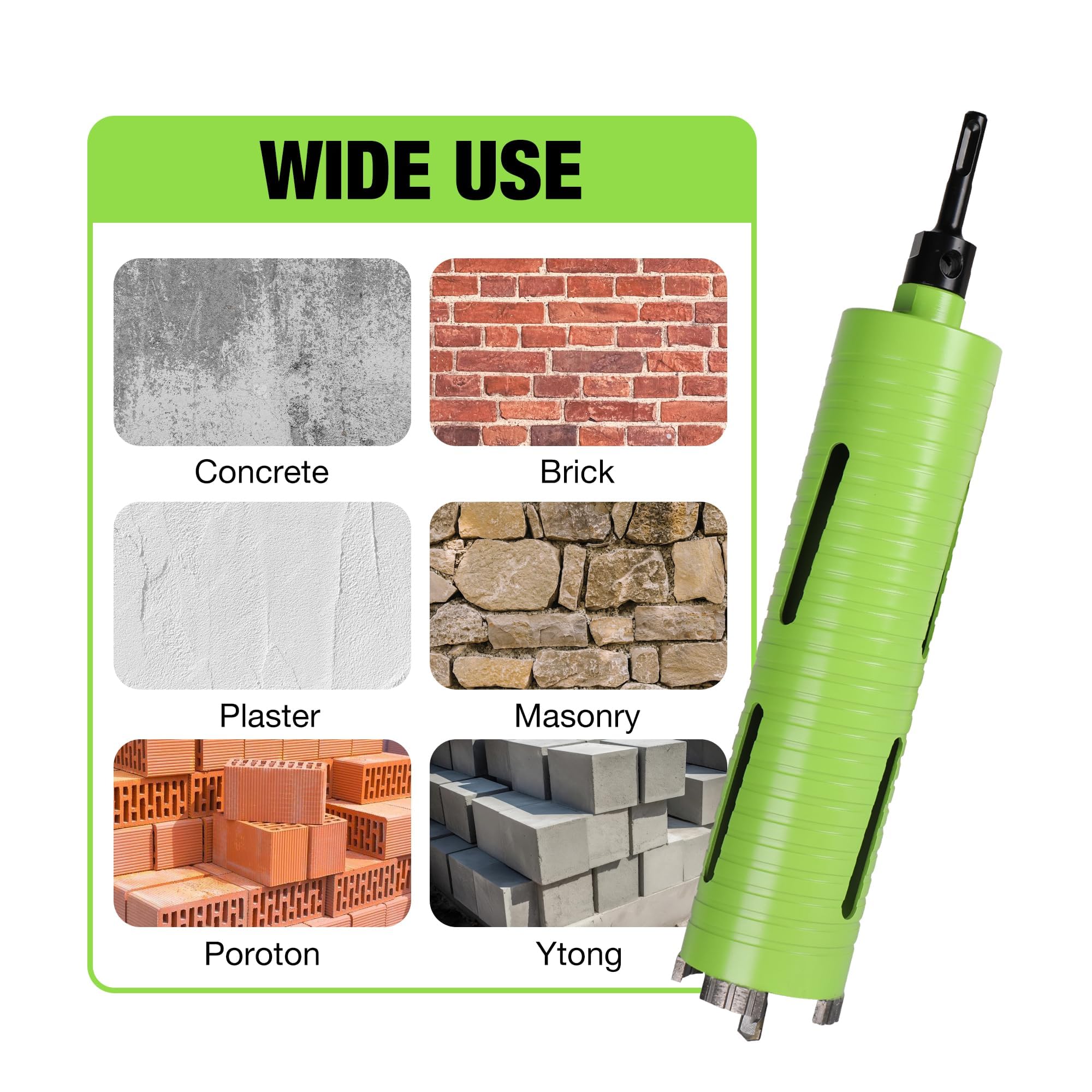 Dry Core Drill Bit Kit - 2.5" with Adapters -9