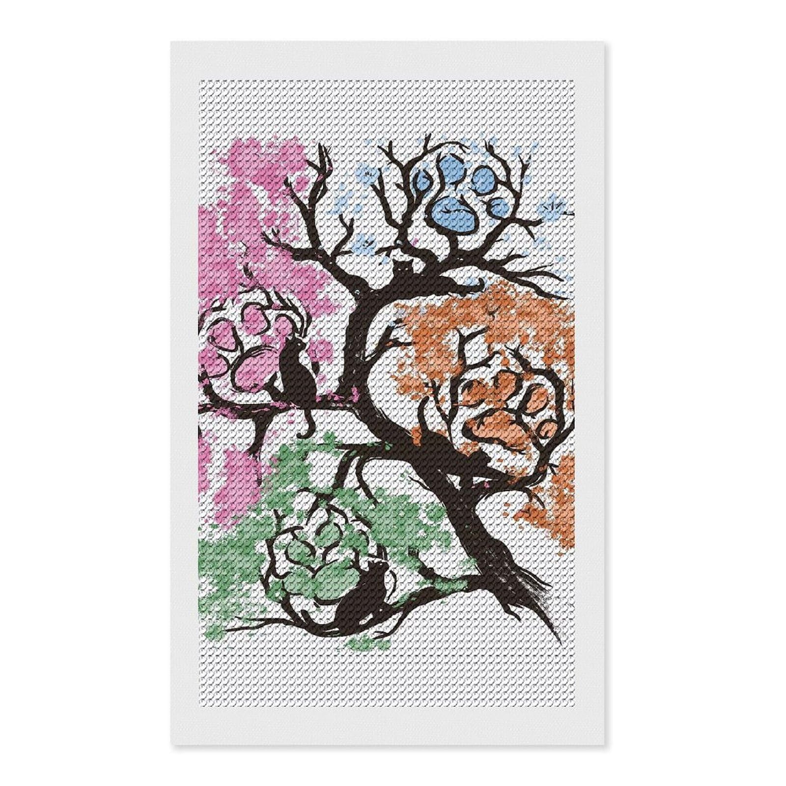 Junmoney Tree of Paws Diamond Art Canvas 12"x20", Easy Handmade Project, Complete Accessories, Bedroom Decor, Birthday Gift
