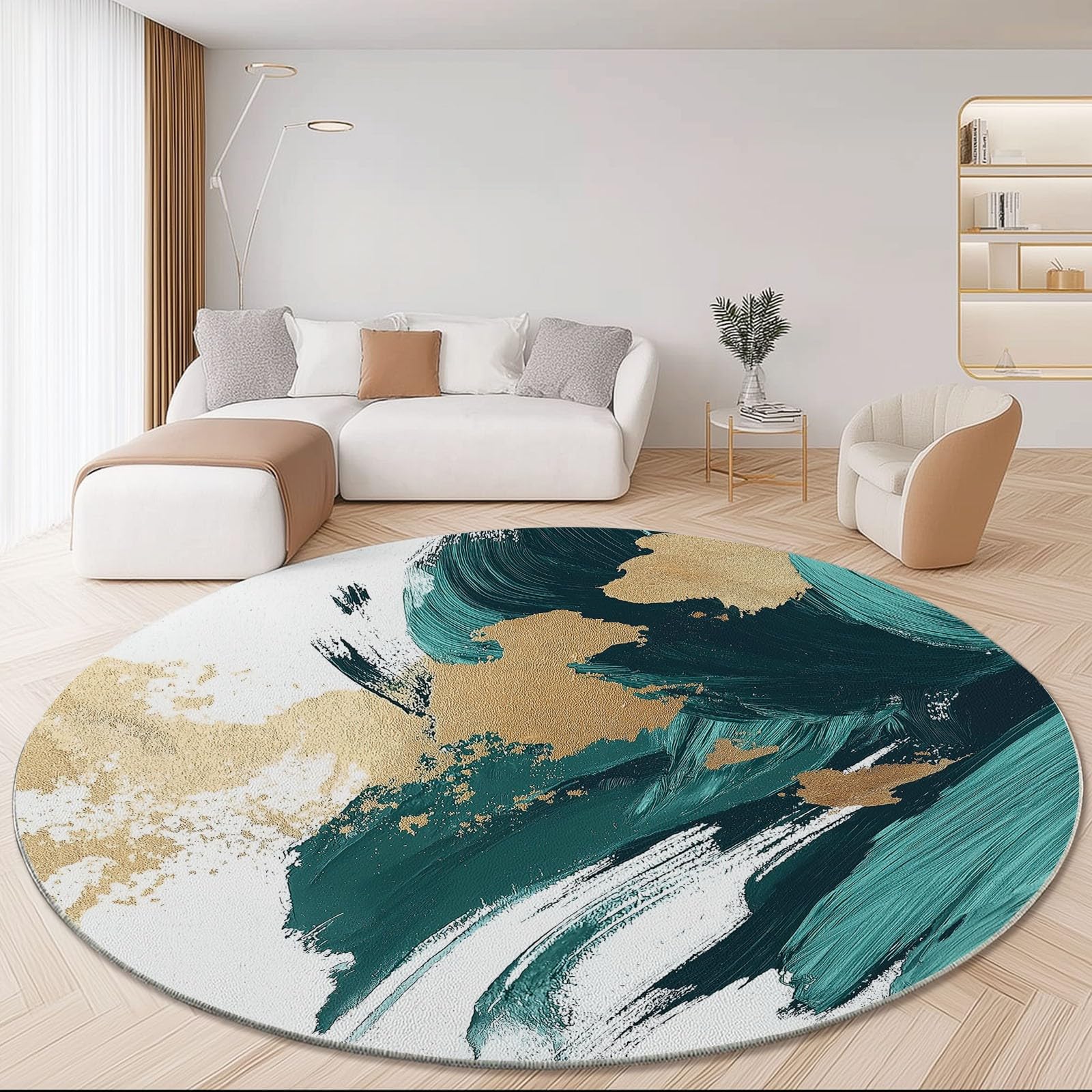 Tapis rond lavable anti-glisse 120 cm pour éviter les taches en cuisine