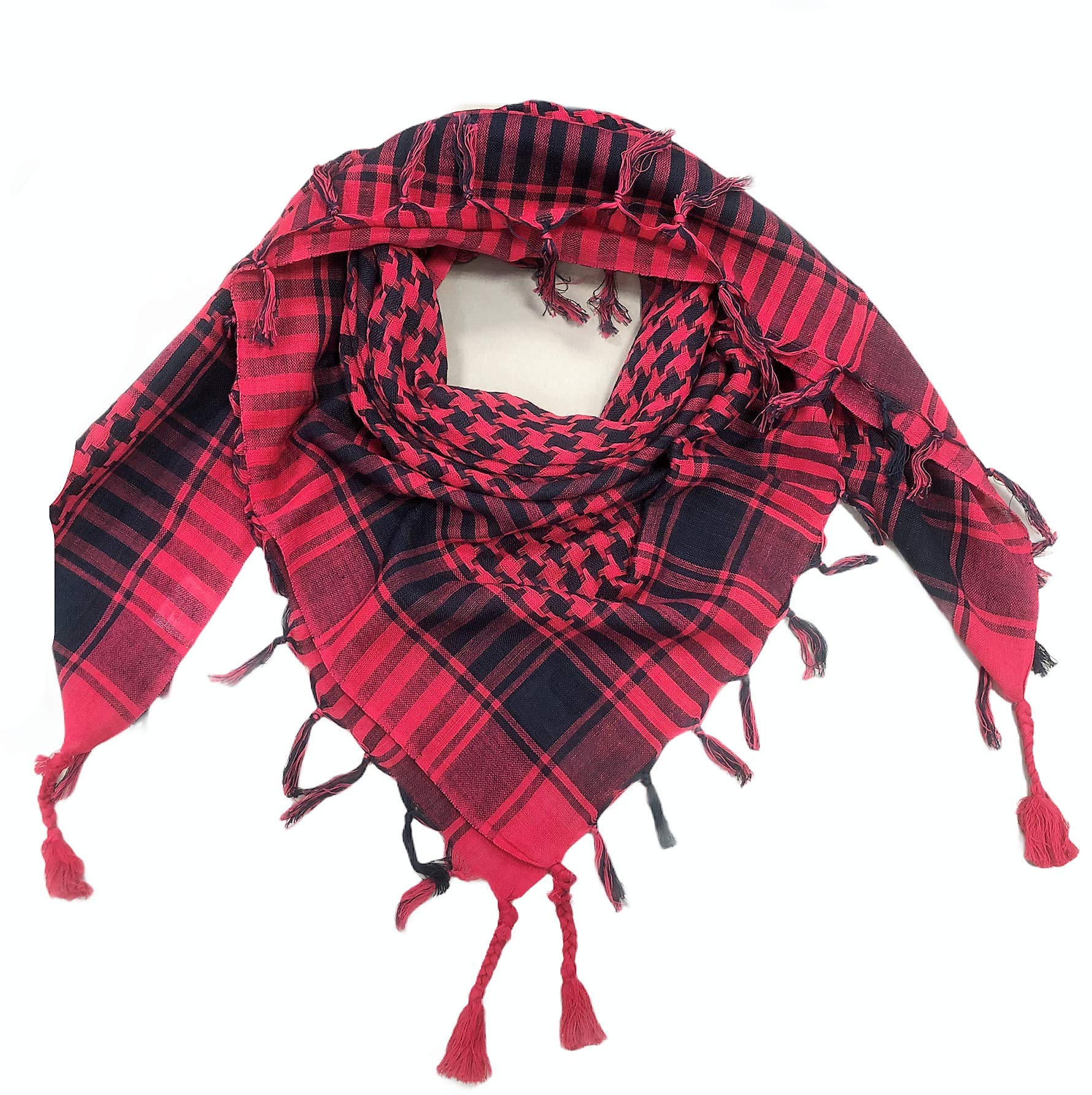 Elu Shemagh Sciarpa Uomo - Donna/100% Cotone Militare Shemagh Keffiyeh Sciarpa Arafat Tactical Desert Rave Bandana Head Wrap