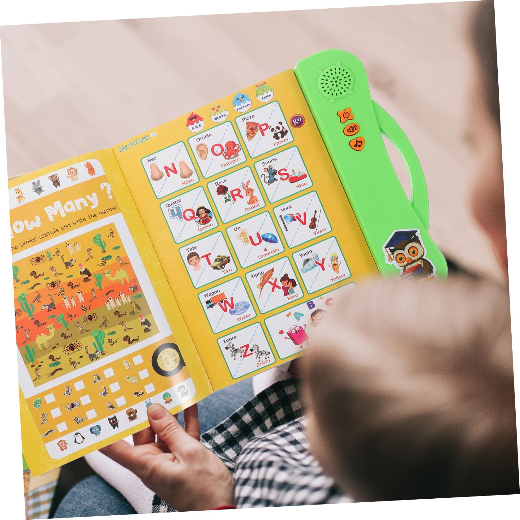 Libro Interactivo Sonido para Aprendizaje de Francés E Inglés | Abs Verde, Funciona 3 Pilas Aa No Incluidas, para Niños y Preescolar, Obsequio de Cumpleaños