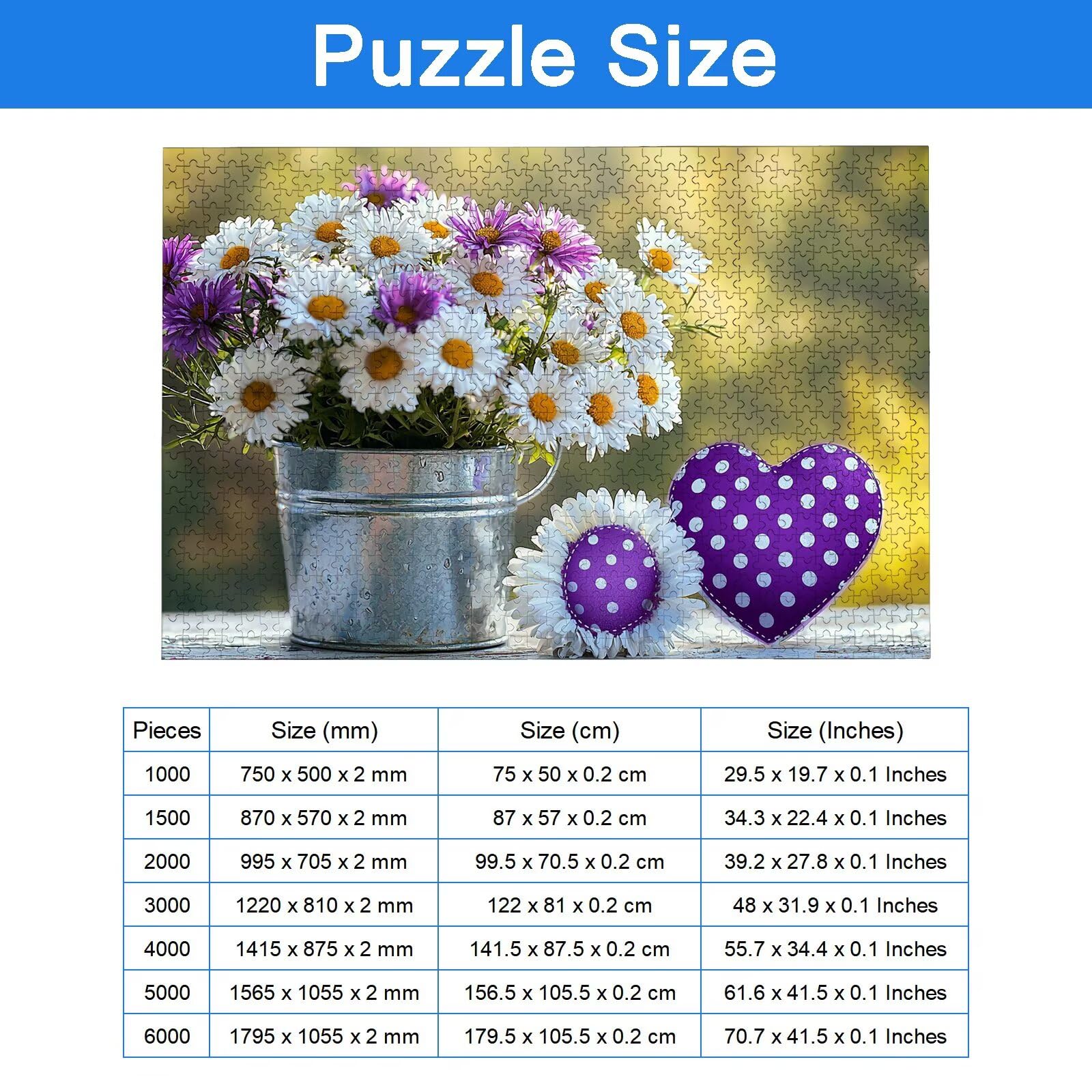 Puzzle 1500 Pièces Fleur, Puzzle 1500 Pièces Adultes/Enfants, Puzzles Bois avec Une Boîte d'emballage Exquise, Jeu Éducatif Puzzles Fleurs Sauvages, Decoration Maison, Cadeau Femme et Homme, -7581
