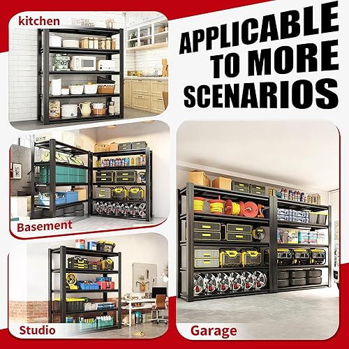 Miniatura 6 de Estantería de garaje de 78 pulgadas de alto, estantes de almacenamiento de metal, estantería resistente de 3000 libras, estante de almacenamiento