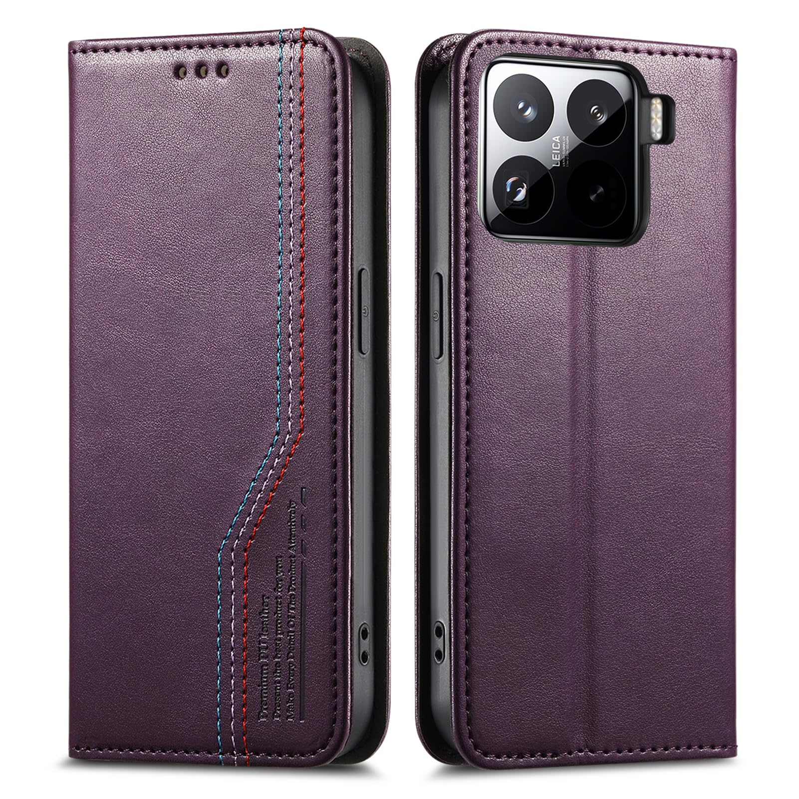 Custodia GOKEN In Pelle Con Portafoglio Per Xiaomi Redmi Note 13 5G, Flip Cover Magnetica Con Supporto E Slot Per Carte, Colore Marrone - 4
