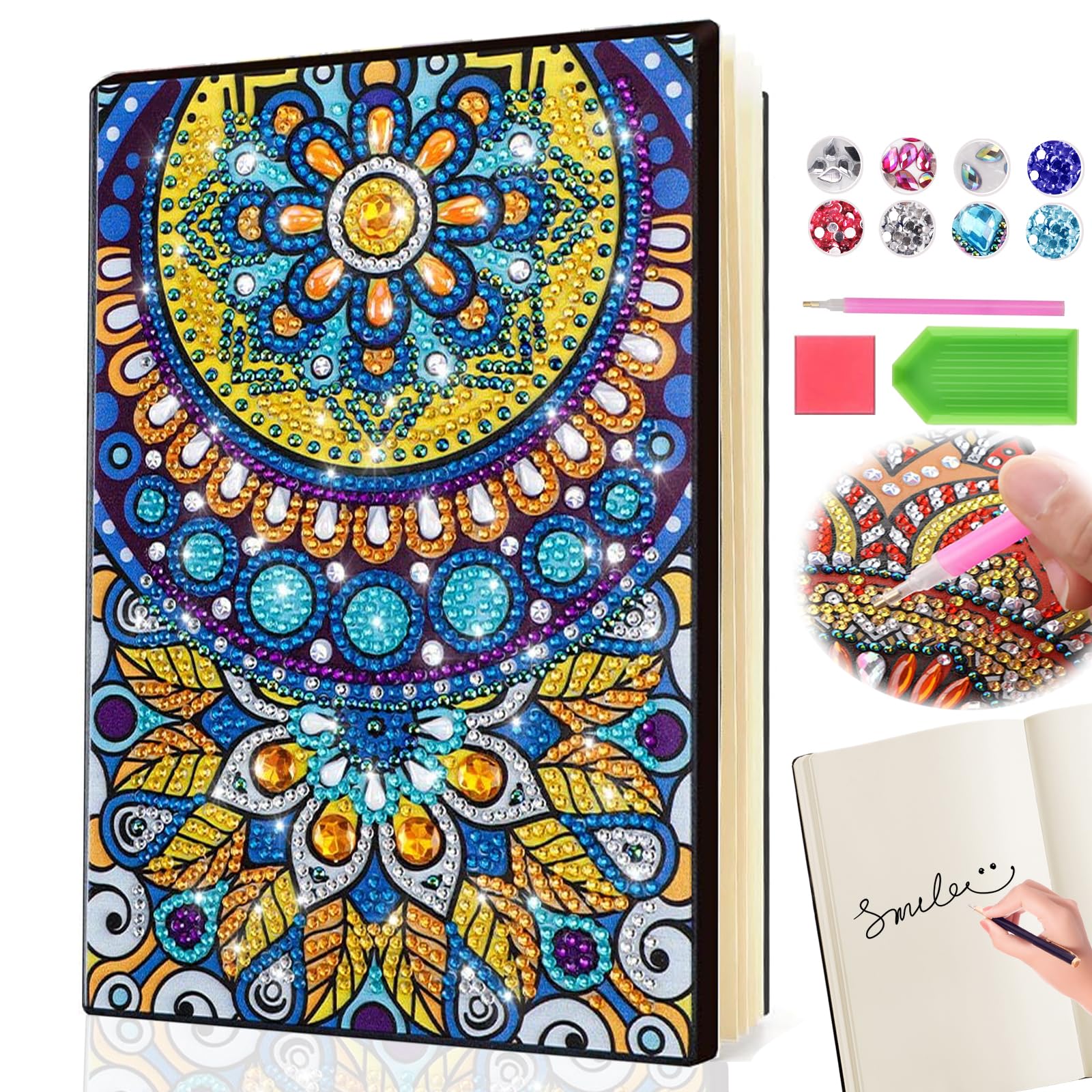 Johiux Geschenke für Mädchen 7 8 9 10 11 Jahre,Bastelset Kinder ab 6 Jahre,Mandalas Diamond Painting Kinder,Diamant Painting A5 Notizbuch,Weihnachten Kindertag Geburtstagsgeschenk für Mädchen (1)