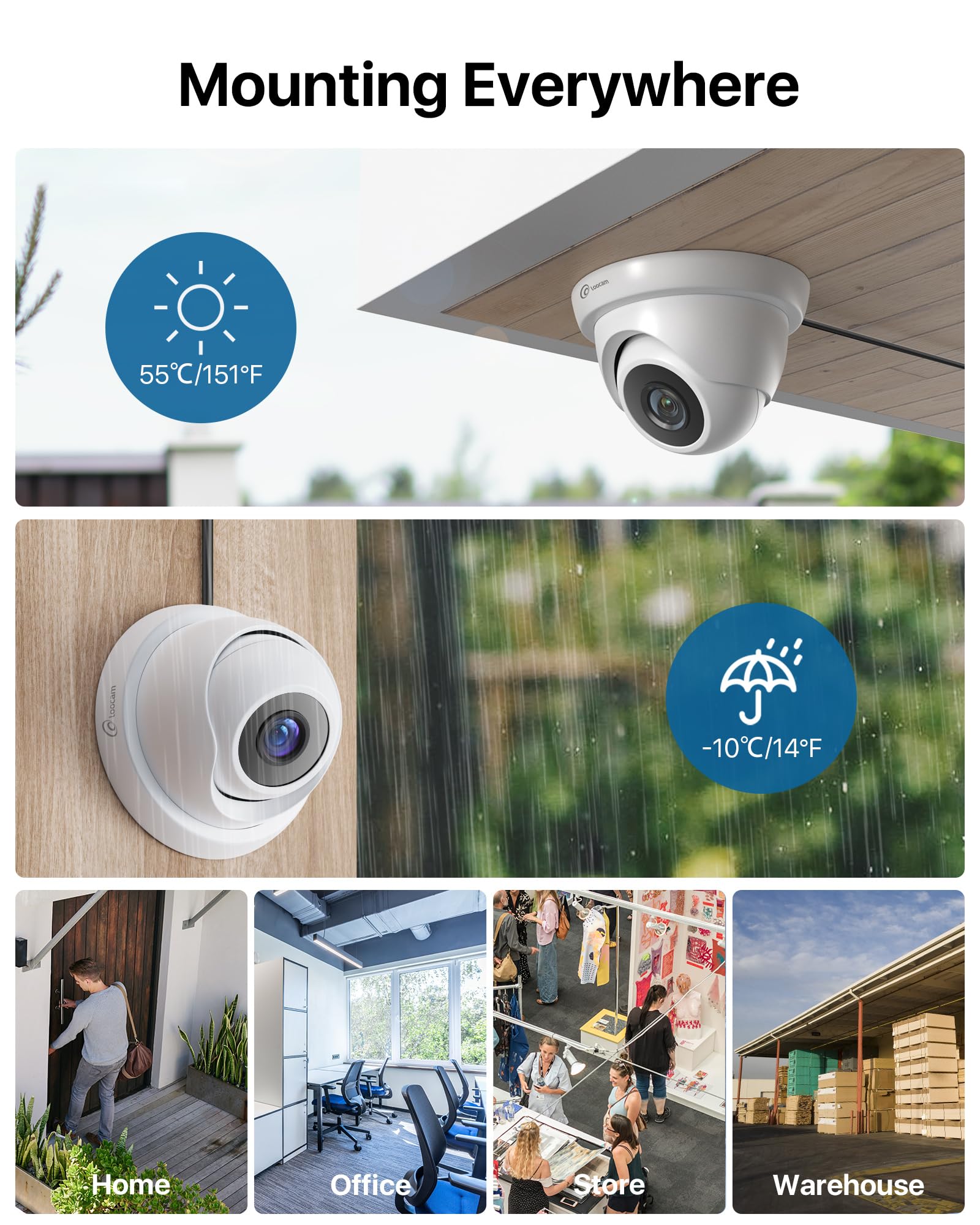 Loocam Sistema de Cámaras CCTV 1080P, DVR 8CH H.265+ con SSD de 500G, 4 Cámaras de Seguridad 2MP 1920TVL (Interior/Exterior), Detección AI Persona/Vehículo, Visión Nocturna, Reproducción Inteligente