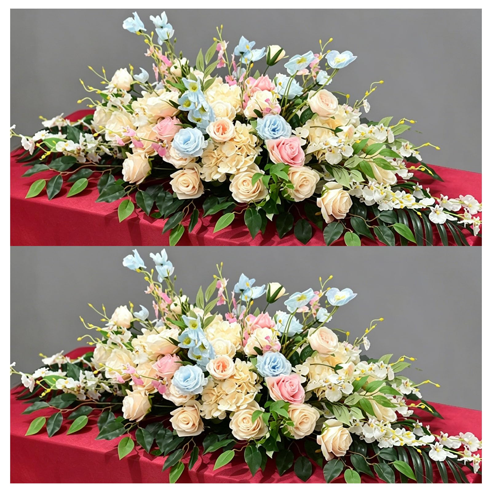 Formal Meeting Table Floral, Corporate Decor Arrangement, Business Table Floral, Artificial Flower Decoration For Formal Venues, Meetings, Corpora(Size:100×40×30cm (39.37×15.75×11.81in),Color:E-2 Pcs)