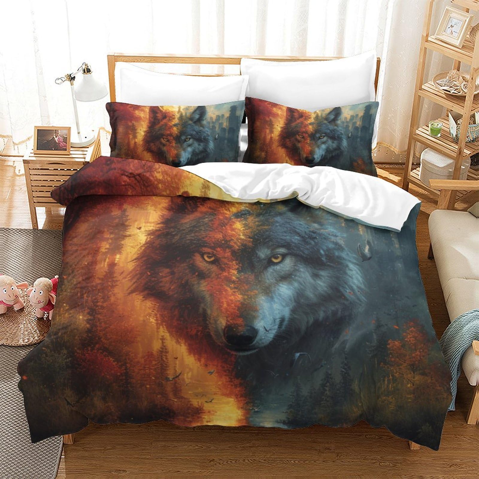 Housse de couette loup sauvage pour transformer votre chambre en refuge nature