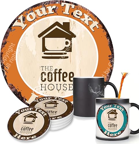 Miniatura 13 de Café y té Always Fresh Hot Custom Chic Sign Coaster Tazas rústicas Shabby Vintage Estilo Retro Cocina Bar Pub Cafetería Hombre Cueva cobertizo