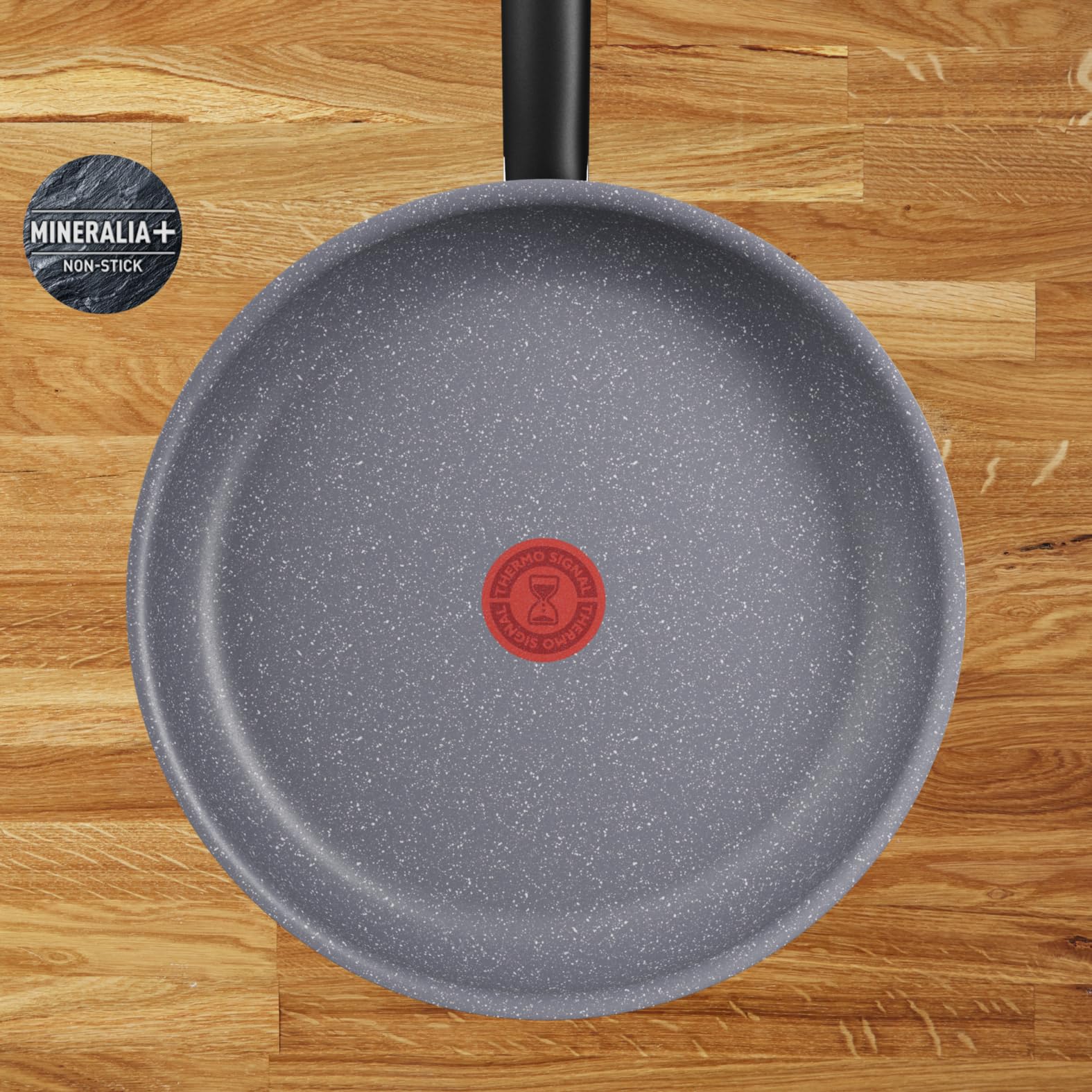 Tefal Natural On Lot 3 poêles 20/24/26 cm, Induction, Revêtement antiadhésif, Fonction Thermo-Signal, Emballage éco-responsable, Fabriqué en France G2809072, Gris