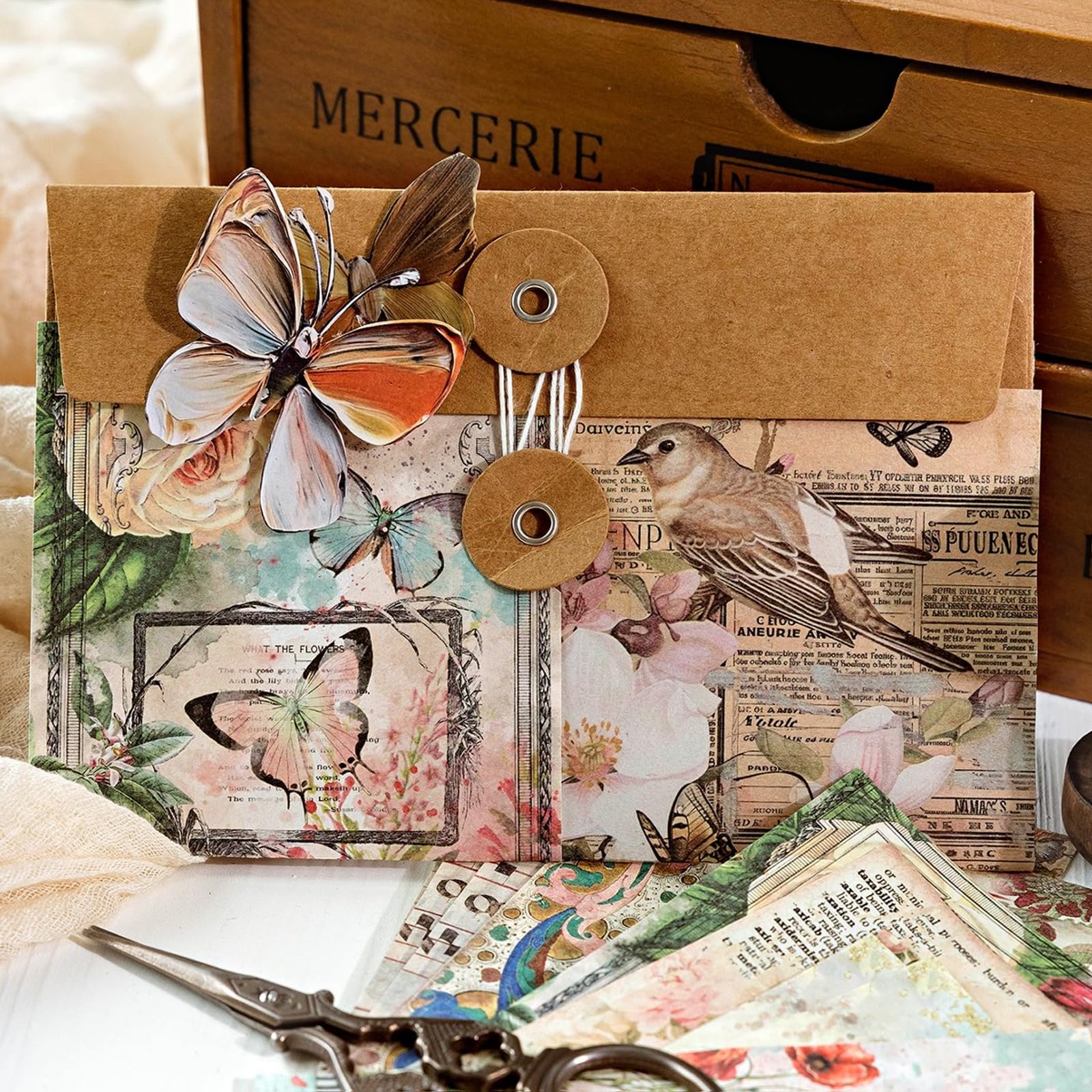 Zestaw papieru do scrapbookingu, 200 arkuszy, dwustronny, bezkwasowy, różne rozmiary od 40 mm do 130 mm, wiejski sezon kwiatowy i słodkie style ogrodowe