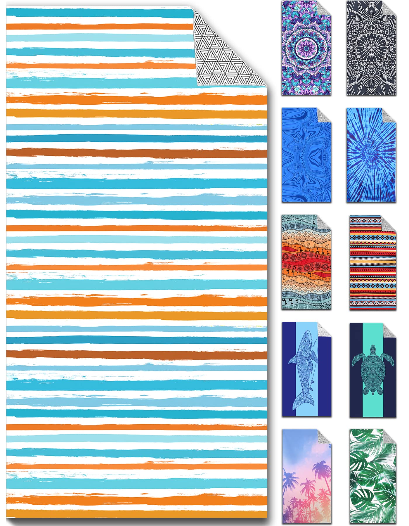 Microfiber Lightweight Thin Beach Towels for Adults and Kids– Compact Personalized Sand Free Swim Pool Blanket with Multi-Options for Outdoor Traveling on Vacation