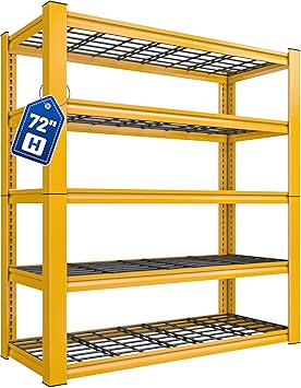 REIBII 72''H Garage Shelving 3010 LBS Storage Shelves Adjustable Metal Shelving 5 Tier Metal Shelves for Storage Industrial Shelf for Kitchen Pantry Warehouse Basement 72" HX35.5 WX16 D