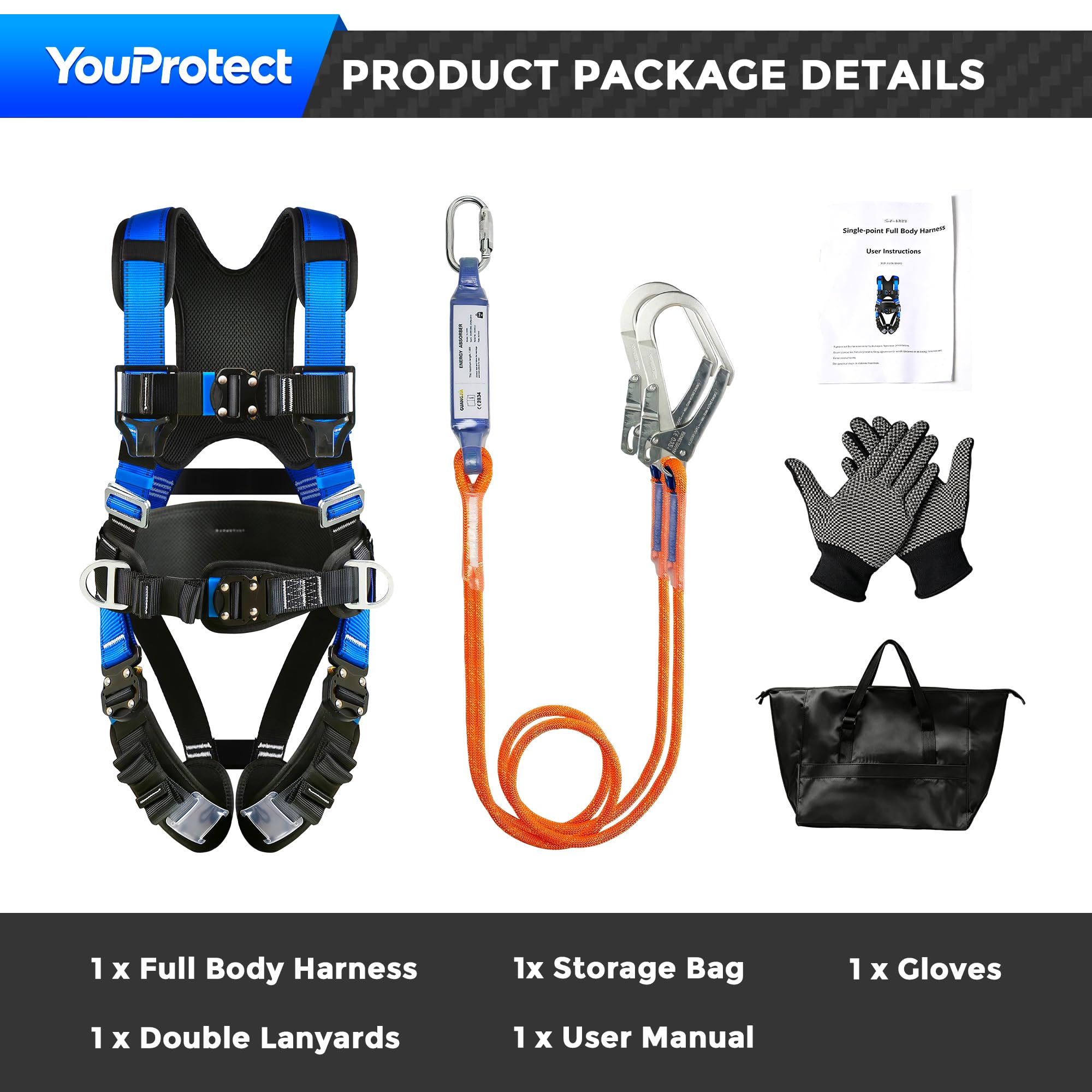 Kit de arnés de seguridad ajustable, protección de cintura gruesa, utilizado para operaciones de gran altitud