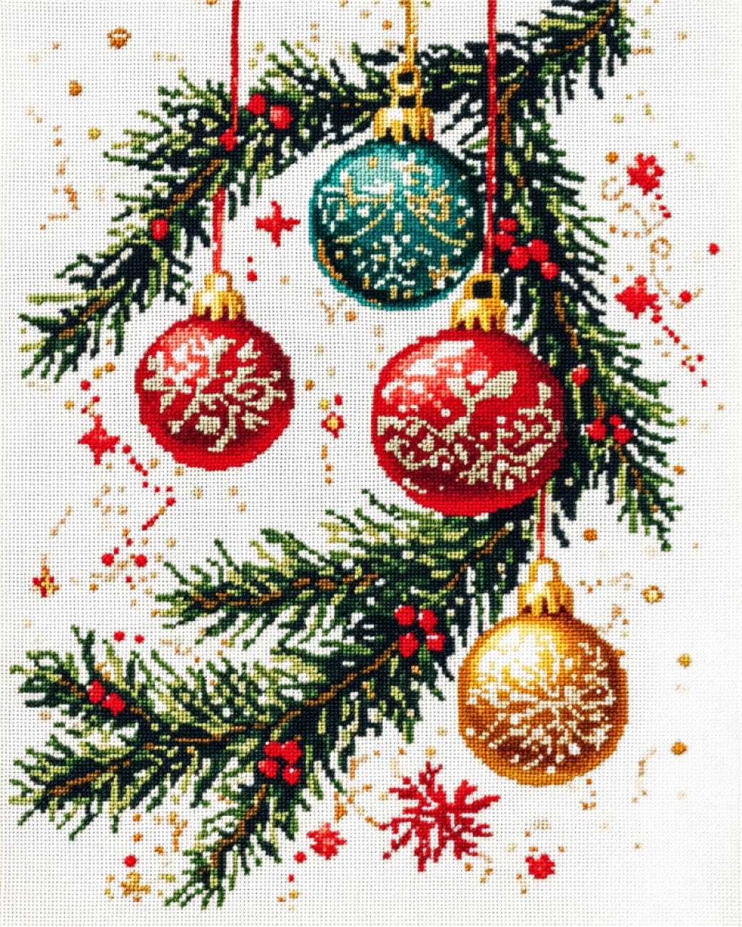 AMBATTERY Rug Making Kit Christmas Baubles DIY Rug Making Kit for Adults，Cross Stitch Kits Carpet Needlework for Beginners Home Decor 23x35in
