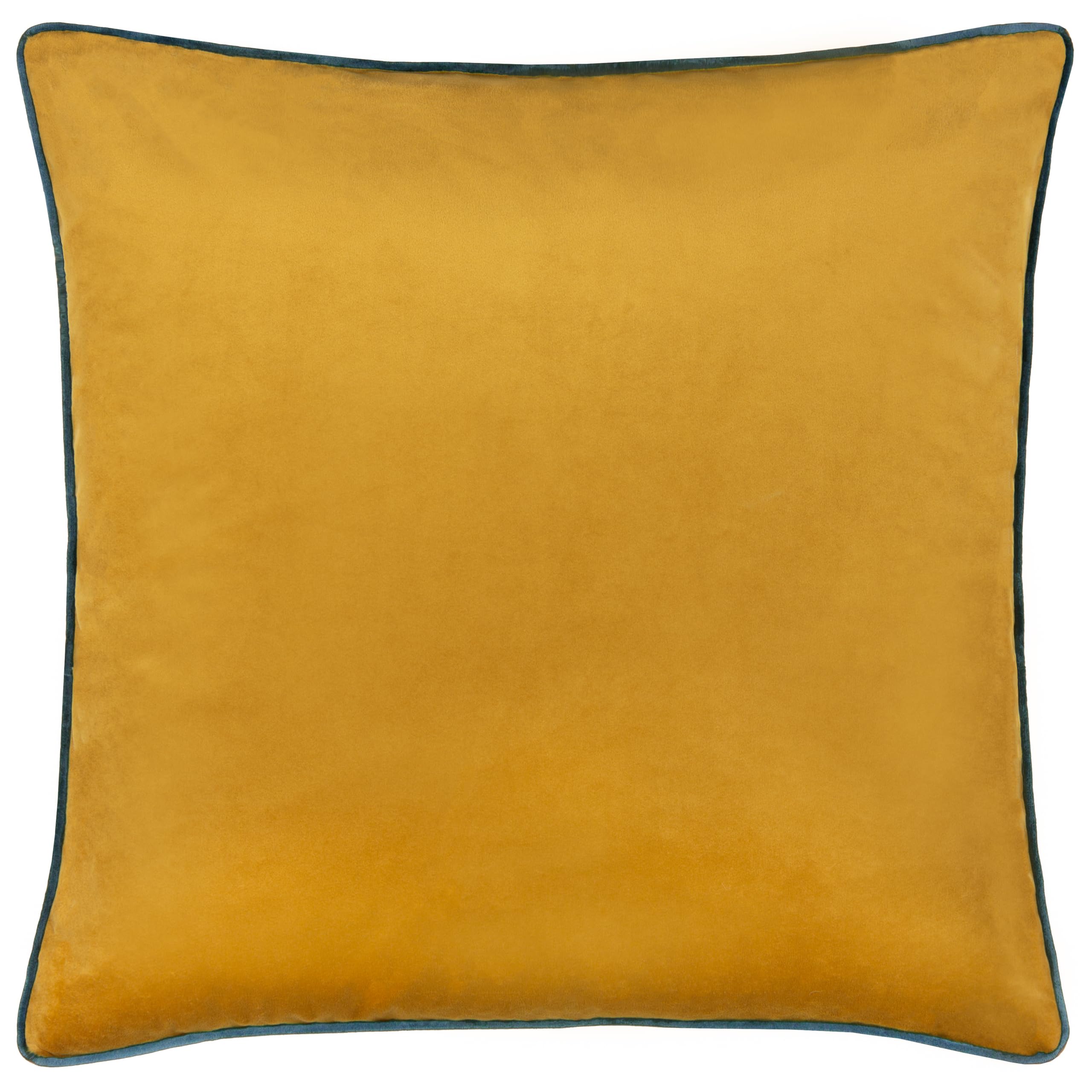 furn. Meridian Cushion Cover – Luxury Contrast Piped Velvet Decorative Case (Ochre/Teal - 45x45cm) — image 1