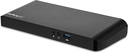 StarTech.com Estación de acoplamiento para laptop USB-C de doble monitor con HDMI 4K, DisplayPort, 4 puertos USB 3.0 y PD de 60 W, base USB C para