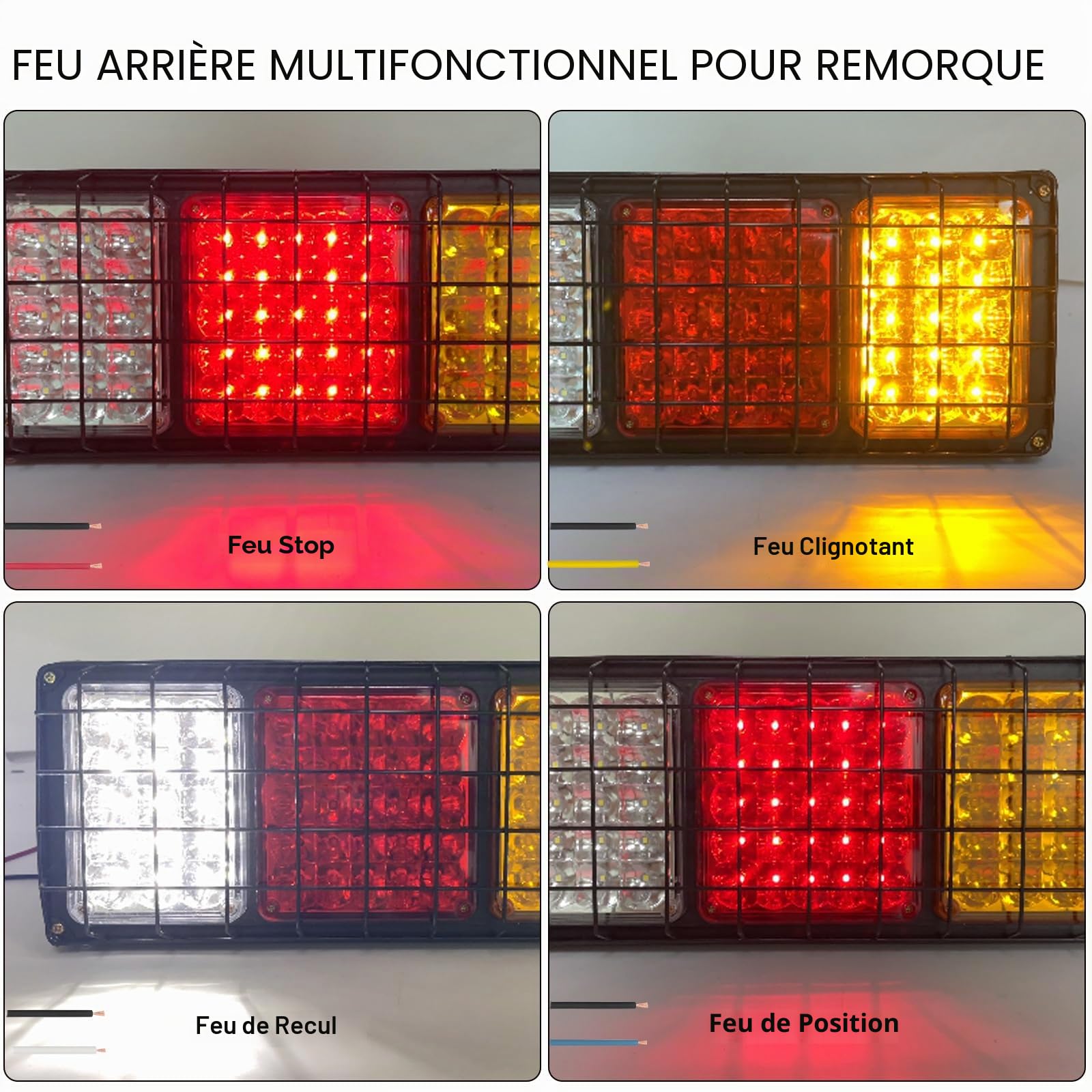 Feu Remorque LED 24V,36-LED Feux Arrières Remorque Clignotant de Position Stationnement Feux de Frein Arrière pour Remorque Véhicule Caravan Camion Tracteur,2pcs (Modèle C)