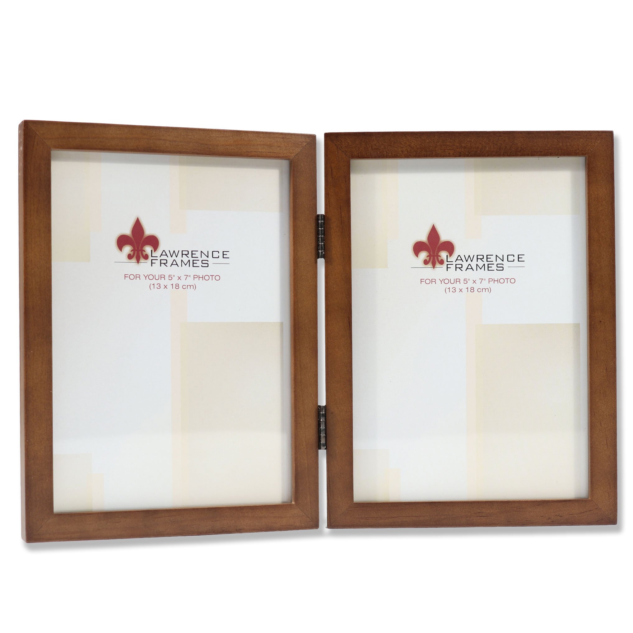 Lawrence Frames 766057D Küçük Hindistan Cevizi Ahşap Menteşeli Çift Resim Çerçevesi, 13,8 x 17,7 cm